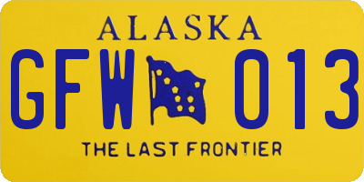 AK license plate GFW013