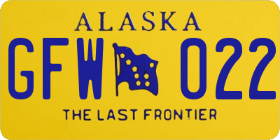 AK license plate GFW022