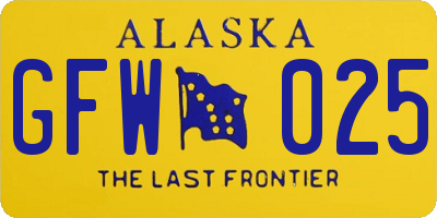 AK license plate GFW025
