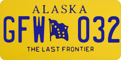AK license plate GFW032