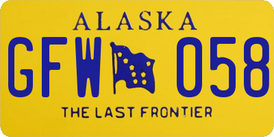 AK license plate GFW058