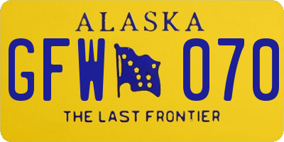 AK license plate GFW070