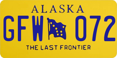 AK license plate GFW072