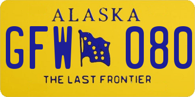 AK license plate GFW080