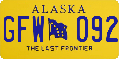 AK license plate GFW092