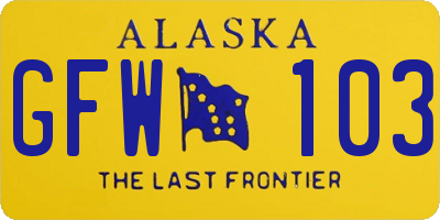 AK license plate GFW103