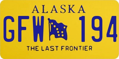 AK license plate GFW194