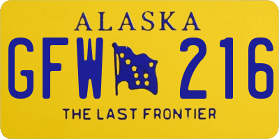 AK license plate GFW216