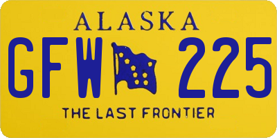 AK license plate GFW225