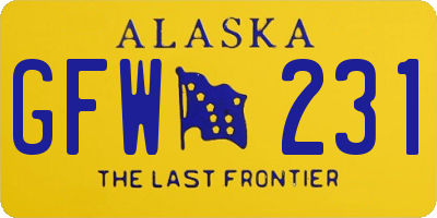 AK license plate GFW231