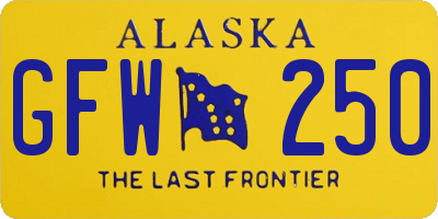 AK license plate GFW250