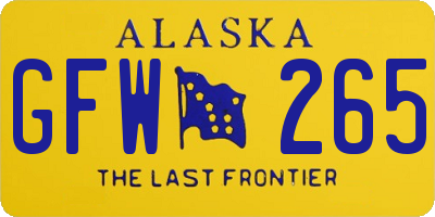 AK license plate GFW265