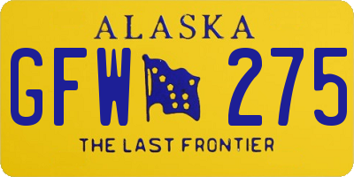 AK license plate GFW275