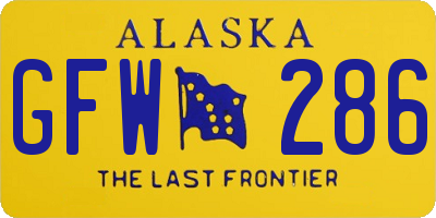 AK license plate GFW286