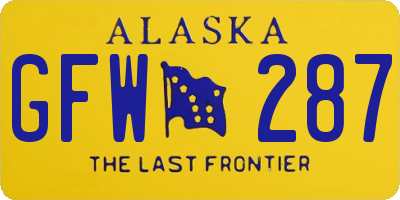 AK license plate GFW287