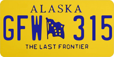 AK license plate GFW315