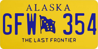 AK license plate GFW354