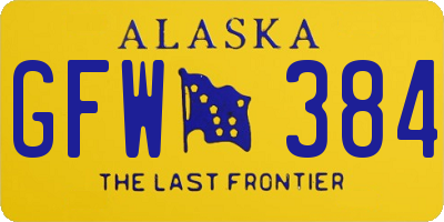 AK license plate GFW384