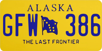 AK license plate GFW386