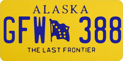 AK license plate GFW388