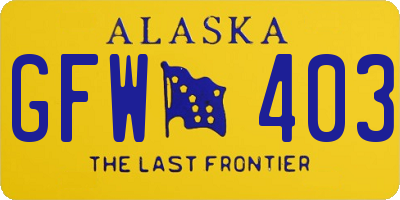 AK license plate GFW403