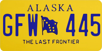 AK license plate GFW445