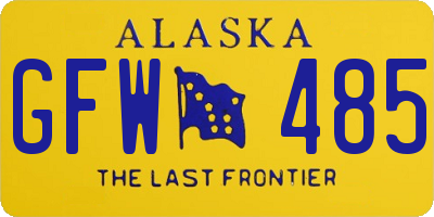 AK license plate GFW485