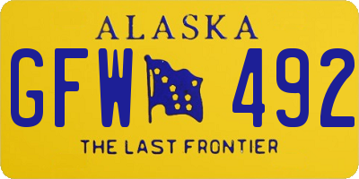 AK license plate GFW492