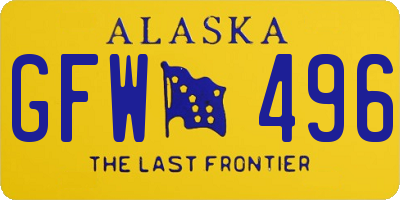 AK license plate GFW496