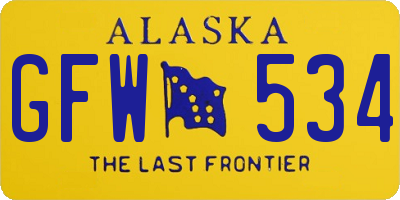 AK license plate GFW534