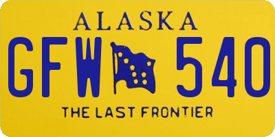 AK license plate GFW540