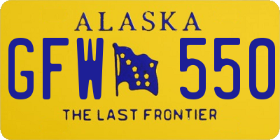AK license plate GFW550