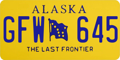 AK license plate GFW645
