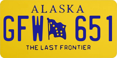 AK license plate GFW651
