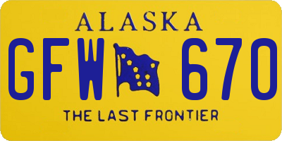 AK license plate GFW670