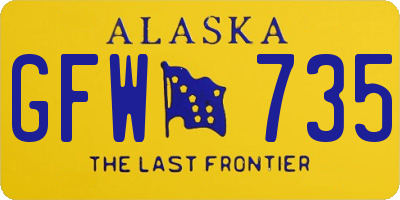 AK license plate GFW735