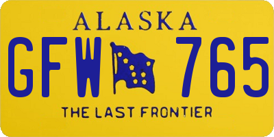 AK license plate GFW765