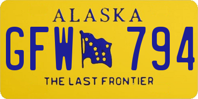 AK license plate GFW794
