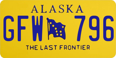 AK license plate GFW796