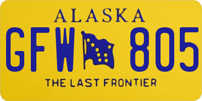 AK license plate GFW805