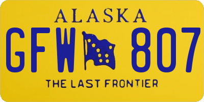 AK license plate GFW807