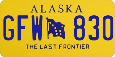 AK license plate GFW830