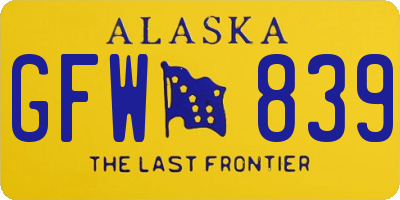 AK license plate GFW839