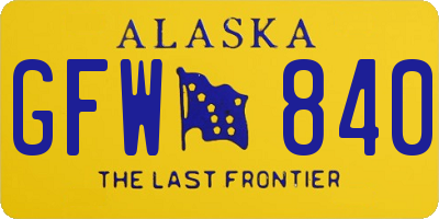 AK license plate GFW840