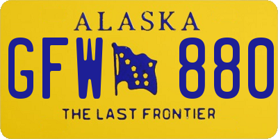 AK license plate GFW880