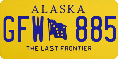 AK license plate GFW885