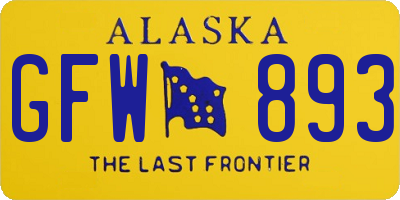 AK license plate GFW893