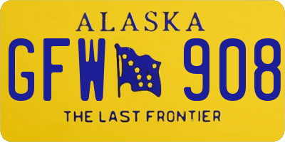 AK license plate GFW908