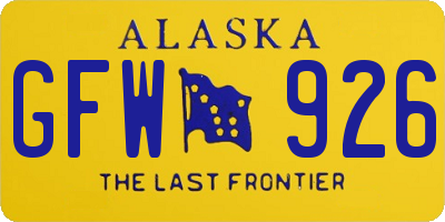 AK license plate GFW926