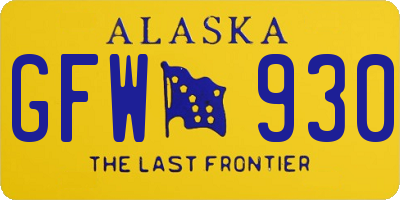 AK license plate GFW930